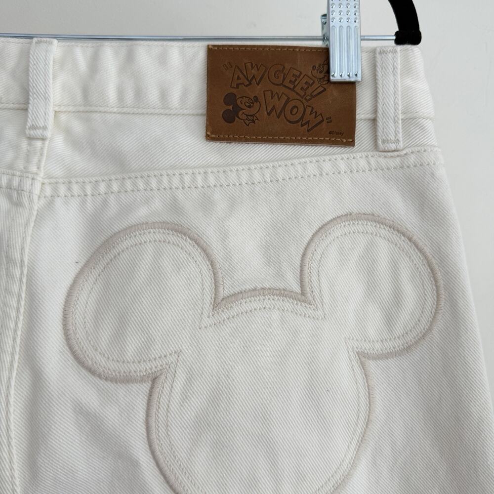 Zara Harry Lambert Disney Jeans Mens 40x34 Flared Leg Mickey Pocket Ivory White - Picture 6 of 16